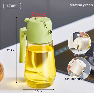470ML 2-in-1 Olive Oil Sprayer & Pourer – Glass Cooking Dispenser for Oil, Vinegar, Soy Sauce (Ergonomic Handle)
