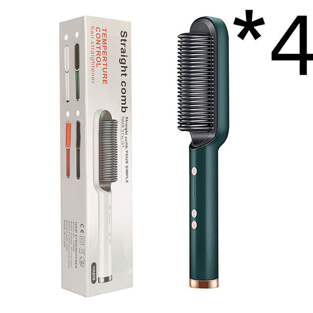 2-in-1 Hair Straightener & Curling Hot Comb – Negative Ion Electric Styling Brush | Tourmaline Ceramic, 10 Temp Settings