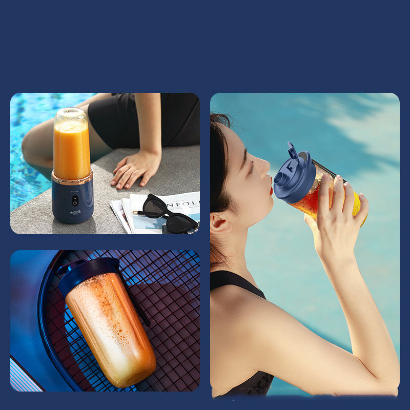 6-Blade Portable USB Blender – Mini Juicer Cup & Smoothie Maker | Rechargeable Fruit Mixer & Ice Crusher (400mL, Dark Blue)
