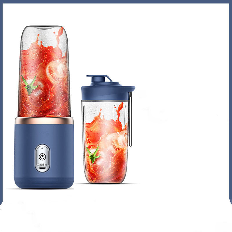 6-Blade Portable USB Blender – Mini Juicer Cup & Smoothie Maker | Rechargeable Fruit Mixer & Ice Crusher (400mL, Dark Blue)