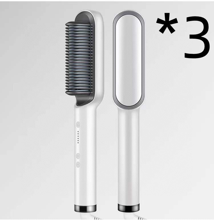 2-in-1 Hair Straightener & Curling Hot Comb – Negative Ion Electric Styling Brush | Tourmaline Ceramic, 10 Temp Settings