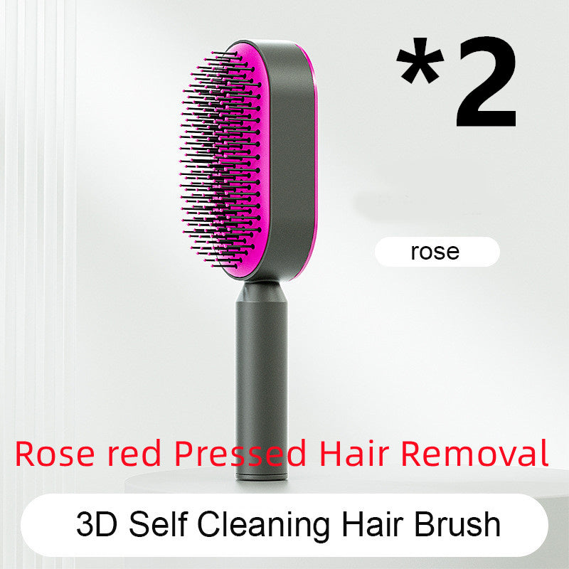 2-in-1 Self-Cleaning Hair Brush for Women – Anti-Static Detangling Comb with Scalp Massage & Air Cushion | For All Hair Types