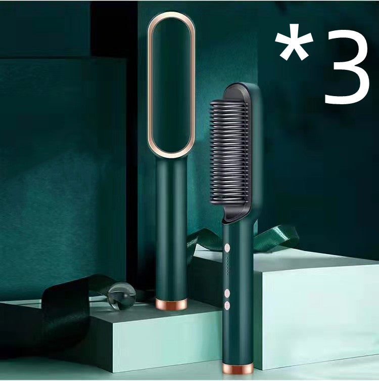 2-in-1 Hair Straightener & Curling Hot Comb – Negative Ion Electric Styling Brush | Tourmaline Ceramic, 10 Temp Settings