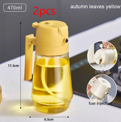 470ML 2-in-1 Olive Oil Sprayer & Pourer – Glass Cooking Dispenser for Oil, Vinegar, Soy Sauce (Ergonomic Handle)
