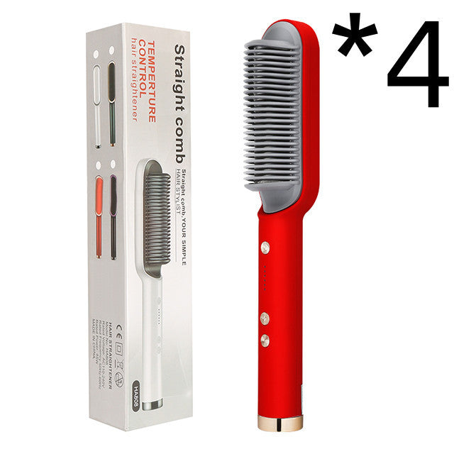 2-in-1 Hair Straightener & Curling Hot Comb – Negative Ion Electric Styling Brush | Tourmaline Ceramic, 10 Temp Settings