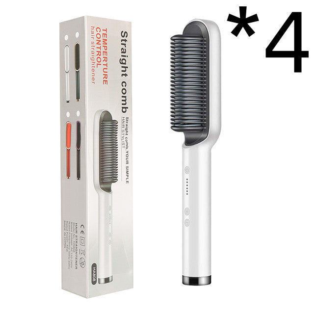 2-in-1 Hair Straightener & Curling Hot Comb – Negative Ion Electric Styling Brush | Tourmaline Ceramic, 10 Temp Settings