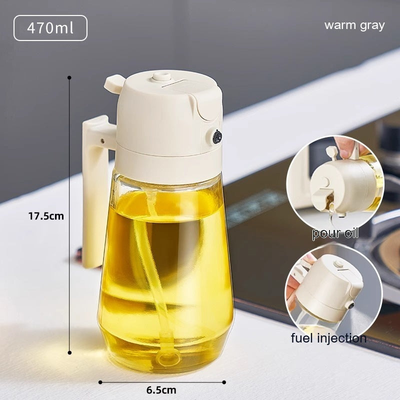 470ML 2-in-1 Olive Oil Sprayer & Pourer – Glass Cooking Dispenser for Oil, Vinegar, Soy Sauce (Ergonomic Handle)