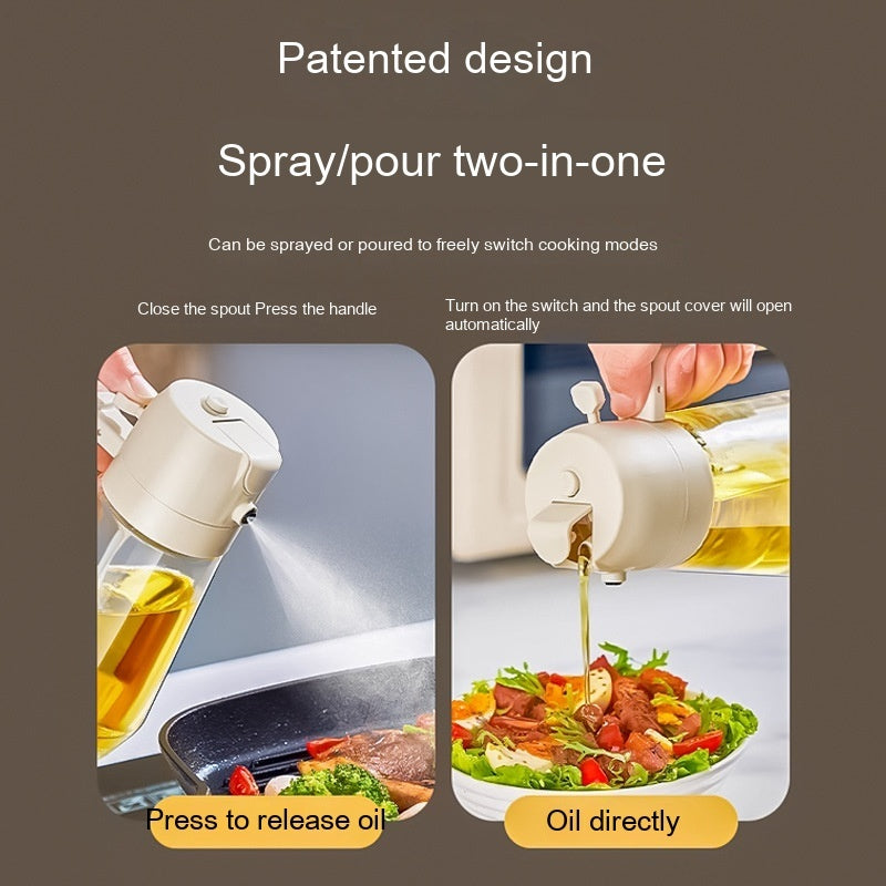 470ML 2-in-1 Olive Oil Sprayer & Pourer – Glass Cooking Dispenser for Oil, Vinegar, Soy Sauce (Ergonomic Handle)