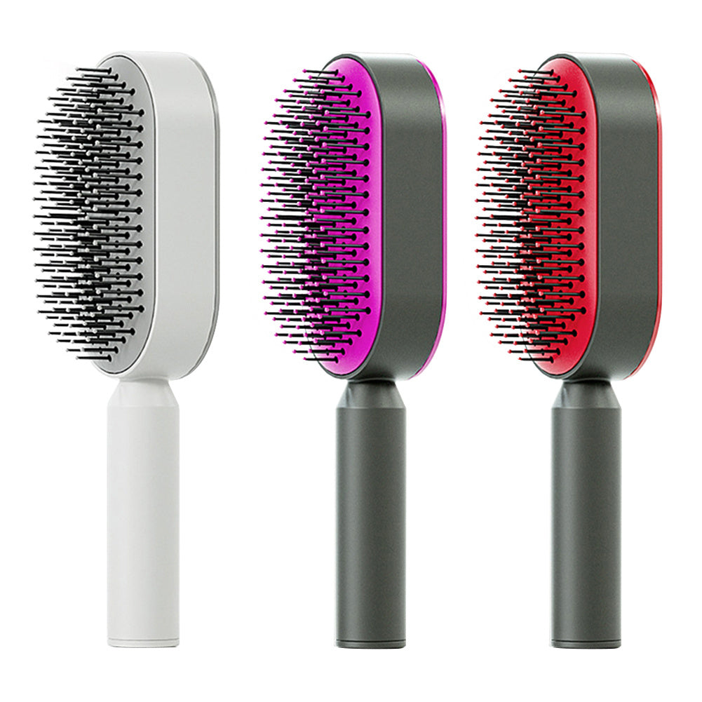 2-in-1 Self-Cleaning Hair Brush for Women – Anti-Static Detangling Comb with Scalp Massage & Air Cushion | For All Hair Types