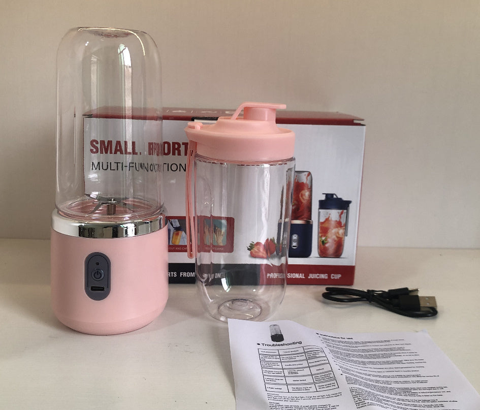 6-Blade Portable USB Blender – Mini Juicer Cup & Smoothie Maker | Rechargeable Fruit Mixer & Ice Crusher (400mL, Dark Blue)