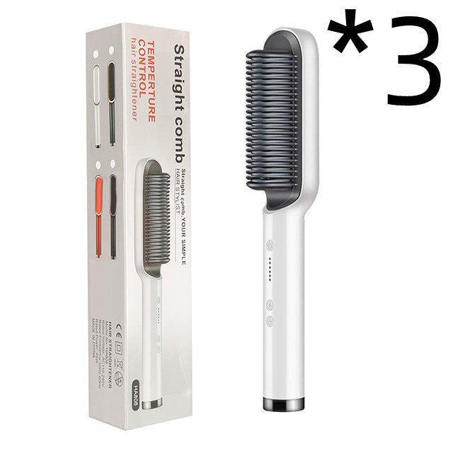 2-in-1 Hair Straightener & Curling Hot Comb – Negative Ion Electric Styling Brush | Tourmaline Ceramic, 10 Temp Settings