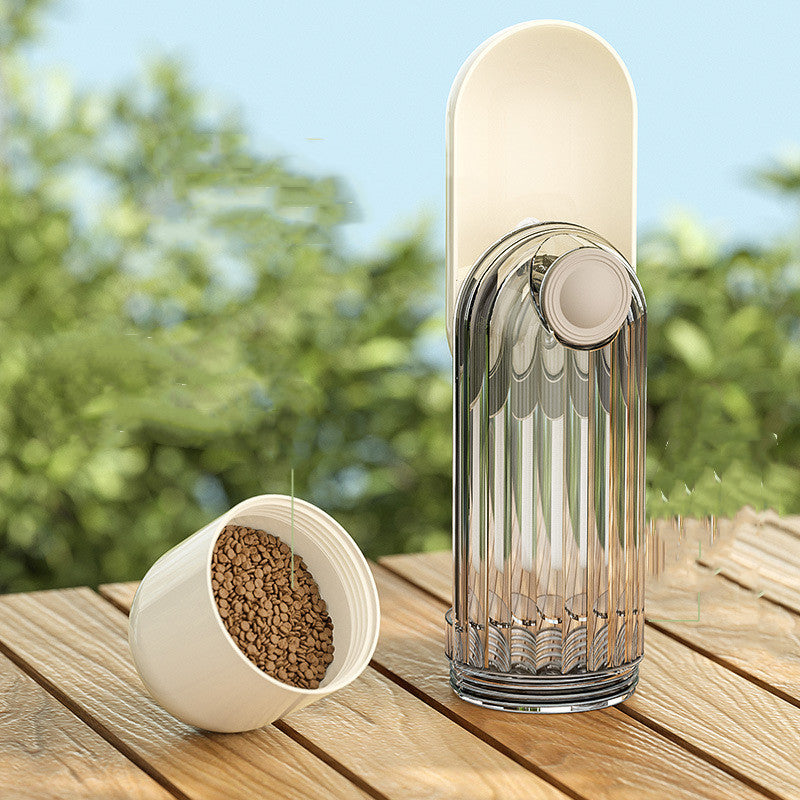 2-in-1 Portable Pet Water & Food Cup – Green Travel Bottle for Dogs & Cats (21.5cm, ABS/PP/PS)