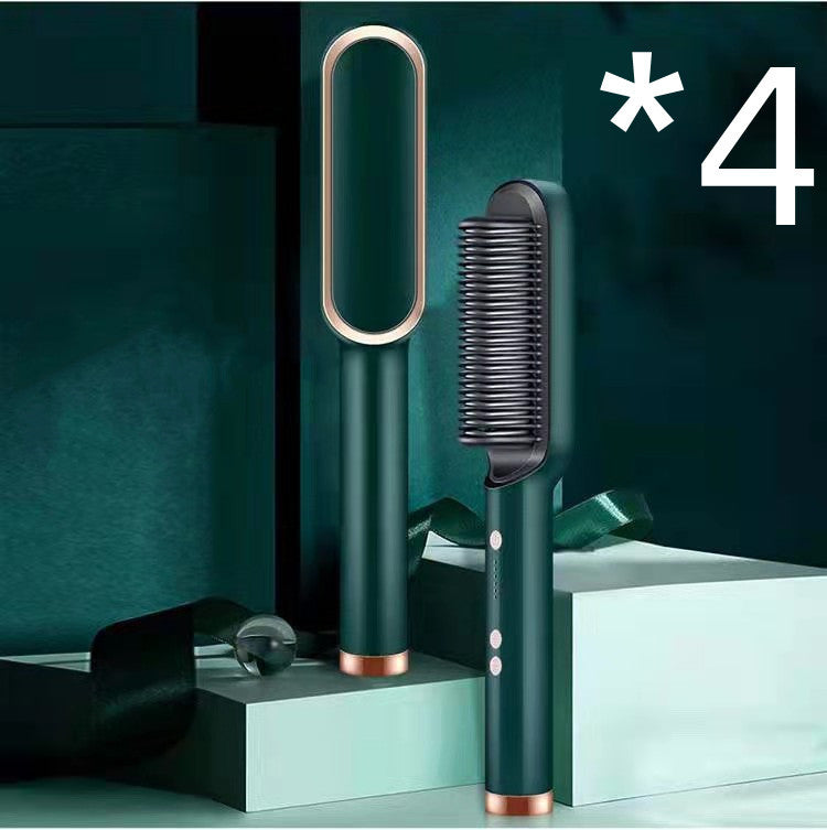 2-in-1 Hair Straightener & Curling Hot Comb – Negative Ion Electric Styling Brush | Tourmaline Ceramic, 10 Temp Settings