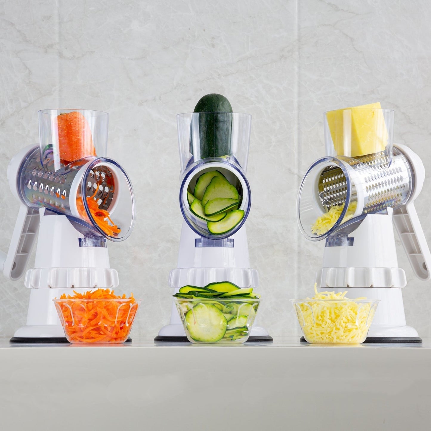 3-in-1 Manual Vegetable Slicer & Grater – Multifunction Kitchen Chopper with Stainless Steel Blades