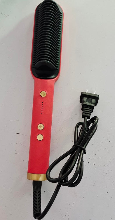 2-in-1 Hair Straightener & Curling Hot Comb – Negative Ion Electric Styling Brush | Tourmaline Ceramic, 10 Temp Settings