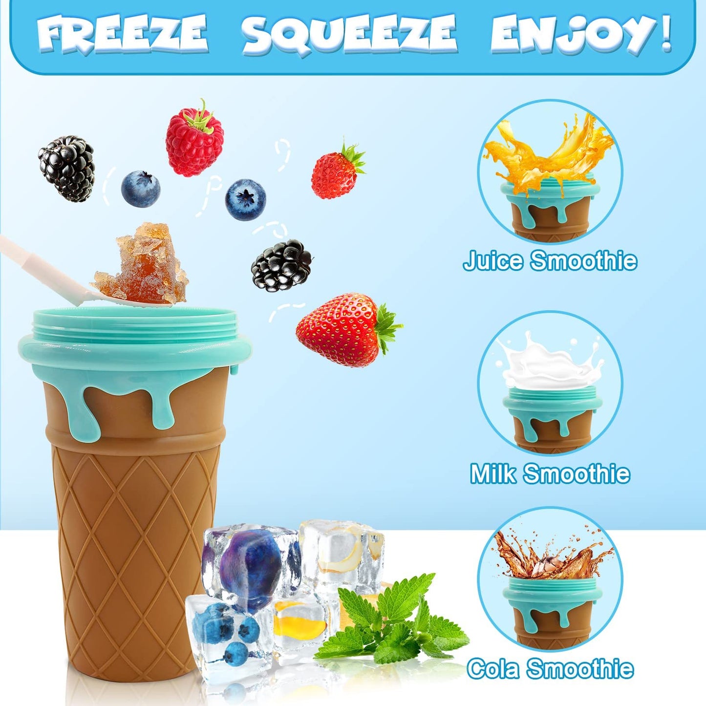 500ML Magic Slushy Maker Cup – Quick-Freeze Squeeze Ice Cream & Smoothie Cup for Kids and Adults (Reusable & BPA-Free)