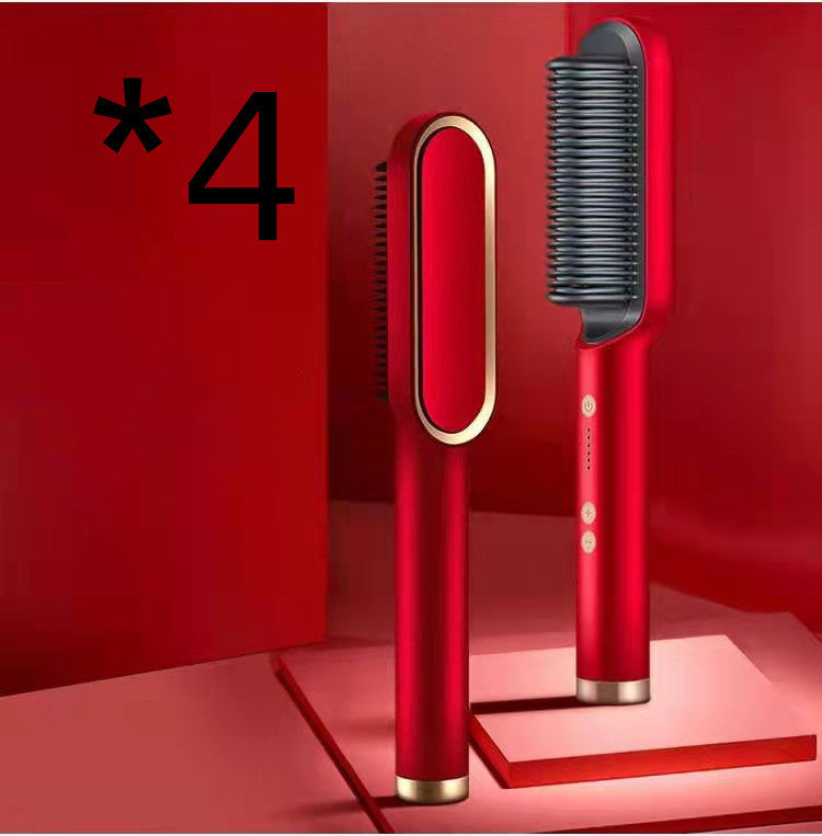 2-in-1 Hair Straightener & Curling Hot Comb – Negative Ion Electric Styling Brush | Tourmaline Ceramic, 10 Temp Settings