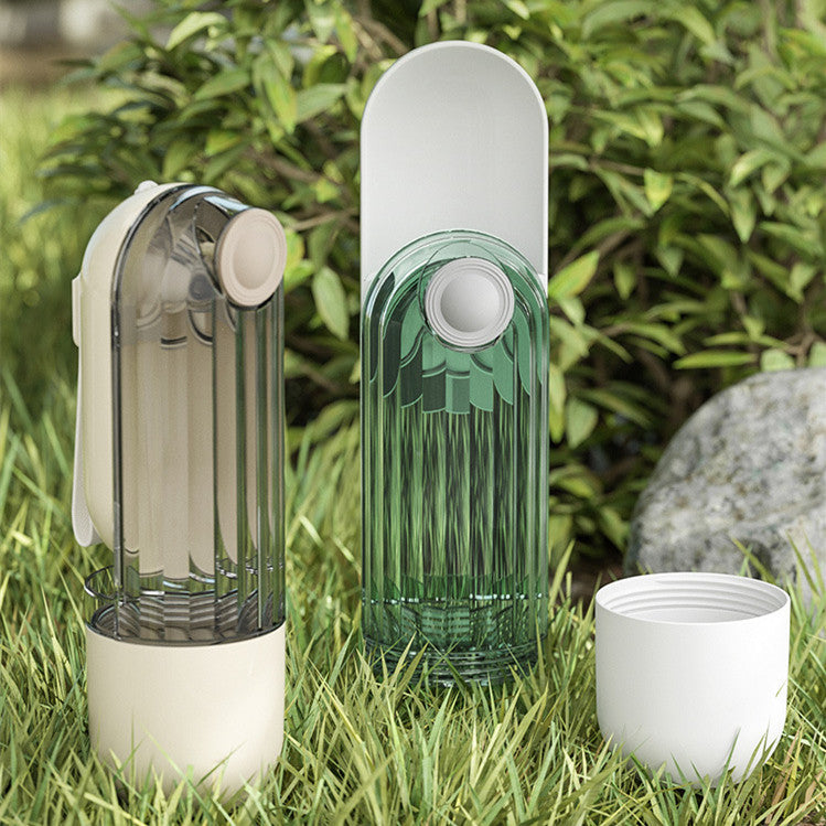 2-in-1 Portable Pet Water & Food Cup – Green Travel Bottle for Dogs & Cats (21.5cm, ABS/PP/PS)