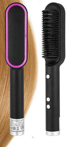2-in-1 Hair Straightener & Curling Hot Comb – Negative Ion Electric Styling Brush | Tourmaline Ceramic, 10 Temp Settings