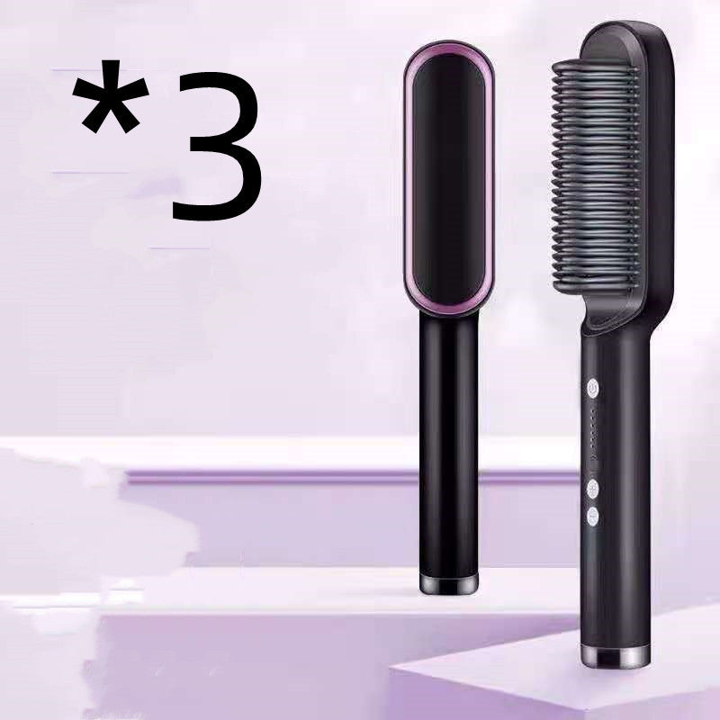 2-in-1 Hair Straightener & Curling Hot Comb – Negative Ion Electric Styling Brush | Tourmaline Ceramic, 10 Temp Settings
