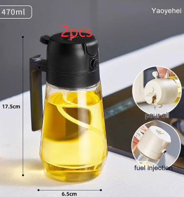470ML 2-in-1 Olive Oil Sprayer & Pourer – Glass Cooking Dispenser for Oil, Vinegar, Soy Sauce (Ergonomic Handle)