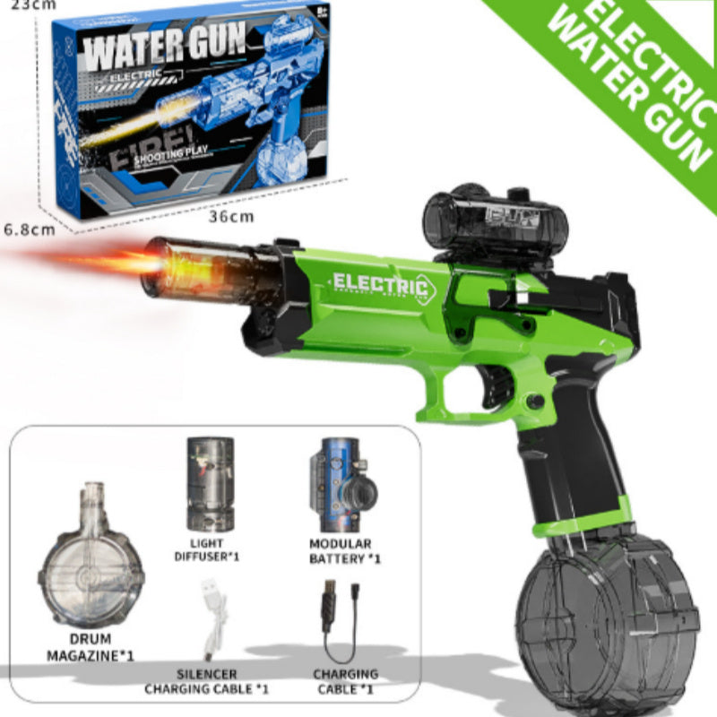 Fire Rat Electric Water Gun – Full-Auto Pulse Spray Toy with Lights, USB Charging & 10M Range (Kids Summer Gift)
