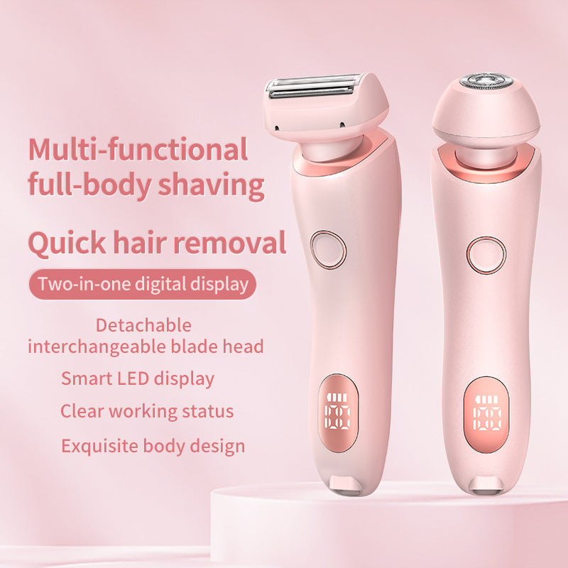 2-in-1 USB Rechargeable Electric Shaver for Women – Waterproof Hair Removal Epilator for Face, Legs, Bikini, and Body