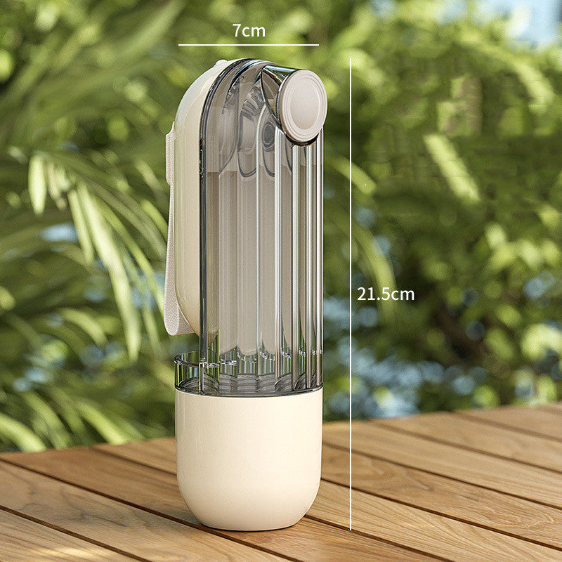 2-in-1 Portable Pet Water & Food Cup – Green Travel Bottle for Dogs & Cats (21.5cm, ABS/PP/PS)