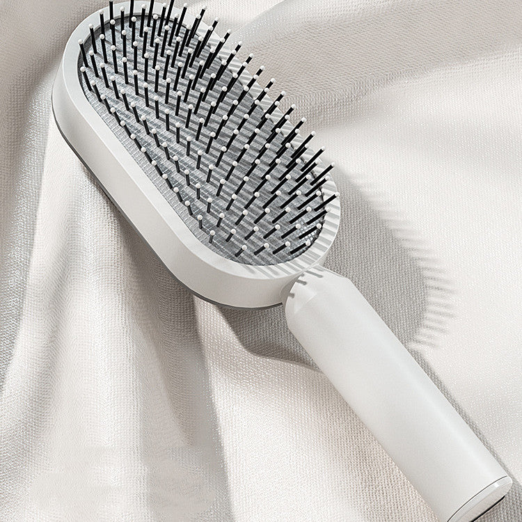 2-in-1 Self-Cleaning Hair Brush for Women – Anti-Static Detangling Comb with Scalp Massage & Air Cushion | For All Hair Types