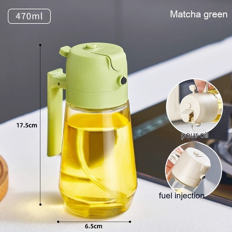 470ML 2-in-1 Olive Oil Sprayer & Pourer – Glass Cooking Dispenser for Oil, Vinegar, Soy Sauce (Ergonomic Handle)