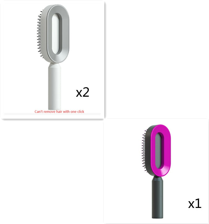2-in-1 Self-Cleaning Hair Brush for Women – Anti-Static Detangling Comb with Scalp Massage & Air Cushion | For All Hair Types