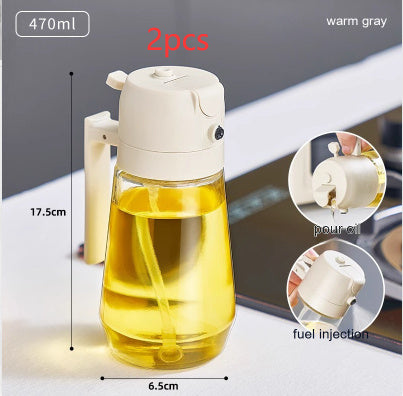 470ML 2-in-1 Olive Oil Sprayer & Pourer – Glass Cooking Dispenser for Oil, Vinegar, Soy Sauce (Ergonomic Handle)