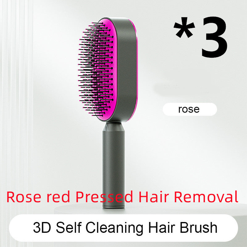 2-in-1 Self-Cleaning Hair Brush for Women – Anti-Static Detangling Comb with Scalp Massage & Air Cushion | For All Hair Types