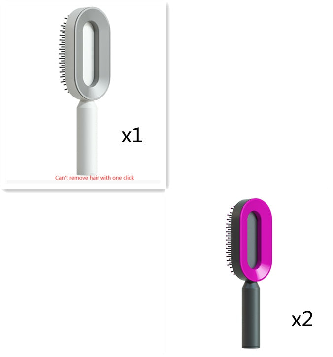 2-in-1 Self-Cleaning Hair Brush for Women – Anti-Static Detangling Comb with Scalp Massage & Air Cushion | For All Hair Types