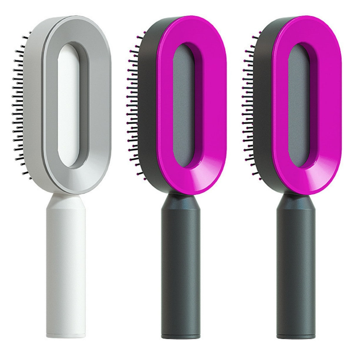 2-in-1 Self-Cleaning Hair Brush for Women – Anti-Static Detangling Comb with Scalp Massage & Air Cushion | For All Hair Types