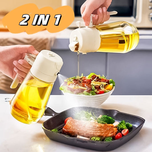 470ML 2-in-1 Olive Oil Sprayer & Pourer – Glass Cooking Dispenser for Oil, Vinegar, Soy Sauce (Ergonomic Handle)