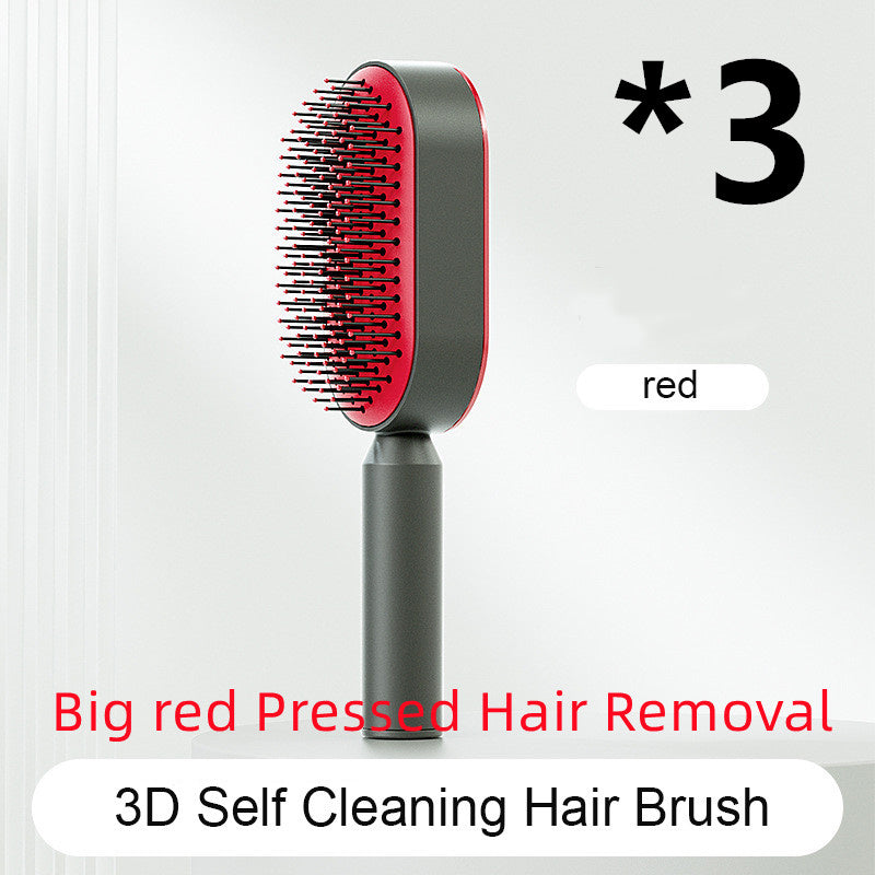 2-in-1 Self-Cleaning Hair Brush for Women – Anti-Static Detangling Comb with Scalp Massage & Air Cushion | For All Hair Types