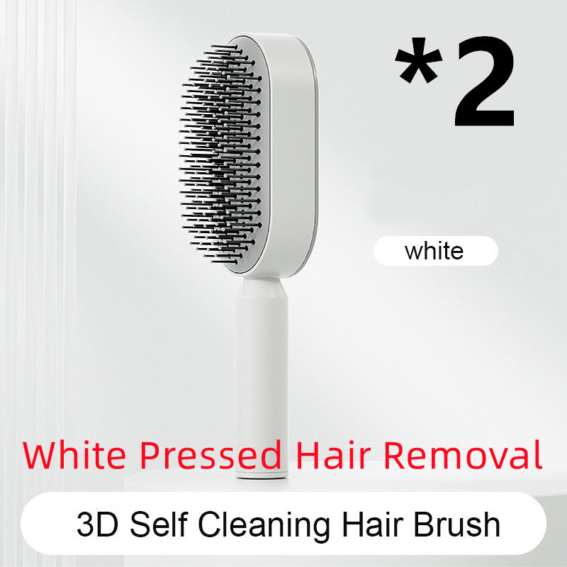 2-in-1 Self-Cleaning Hair Brush for Women – Anti-Static Detangling Comb with Scalp Massage & Air Cushion | For All Hair Types