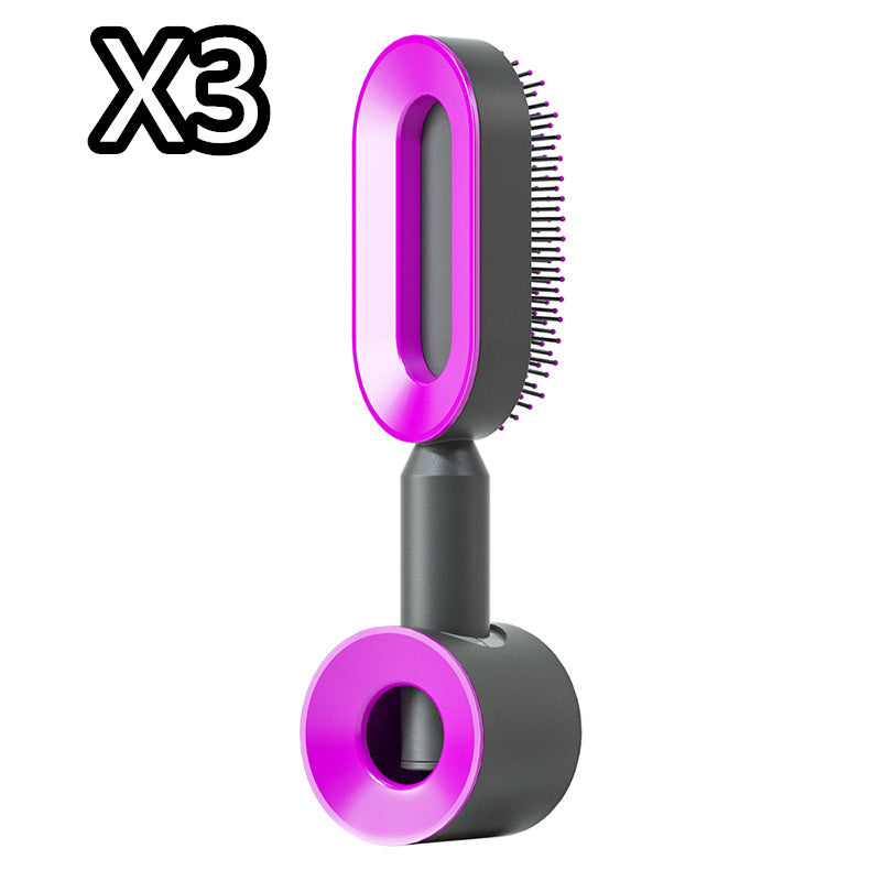 2-in-1 Self-Cleaning Hair Brush for Women – Anti-Static Detangling Comb with Scalp Massage & Air Cushion | For All Hair Types
