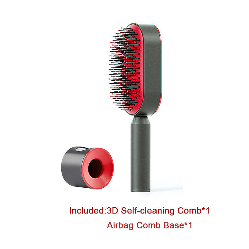 2-in-1 Self-Cleaning Hair Brush for Women – Anti-Static Detangling Comb with Scalp Massage & Air Cushion | For All Hair Types