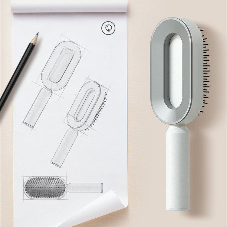 2-in-1 Self-Cleaning Hair Brush for Women – Anti-Static Detangling Comb with Scalp Massage & Air Cushion | For All Hair Types
