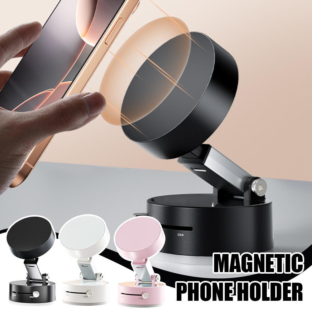 Foldable Magnetic Vacuum Car Phone Holder – Strong Suction Cup Mount for Hands-Free Navigation (Universal Fit)