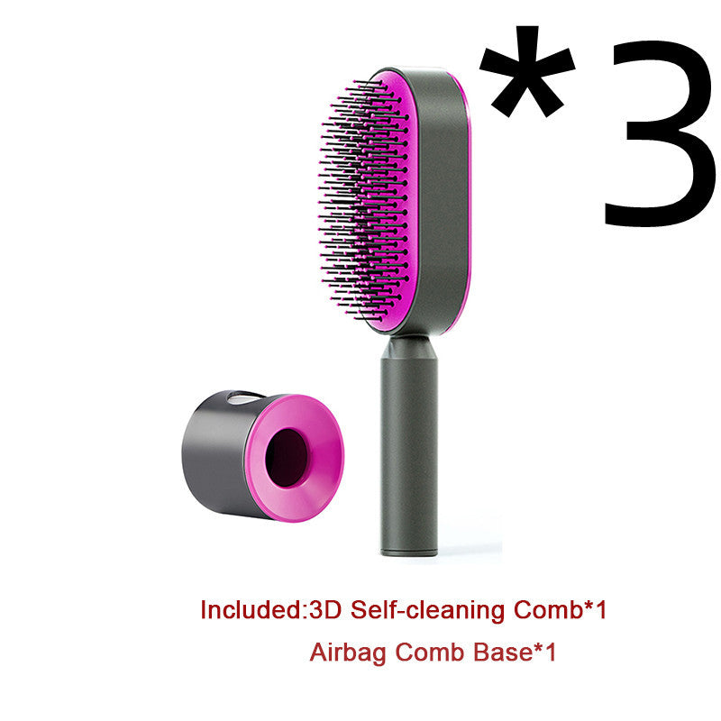 2-in-1 Self-Cleaning Hair Brush for Women – Anti-Static Detangling Comb with Scalp Massage & Air Cushion | For All Hair Types