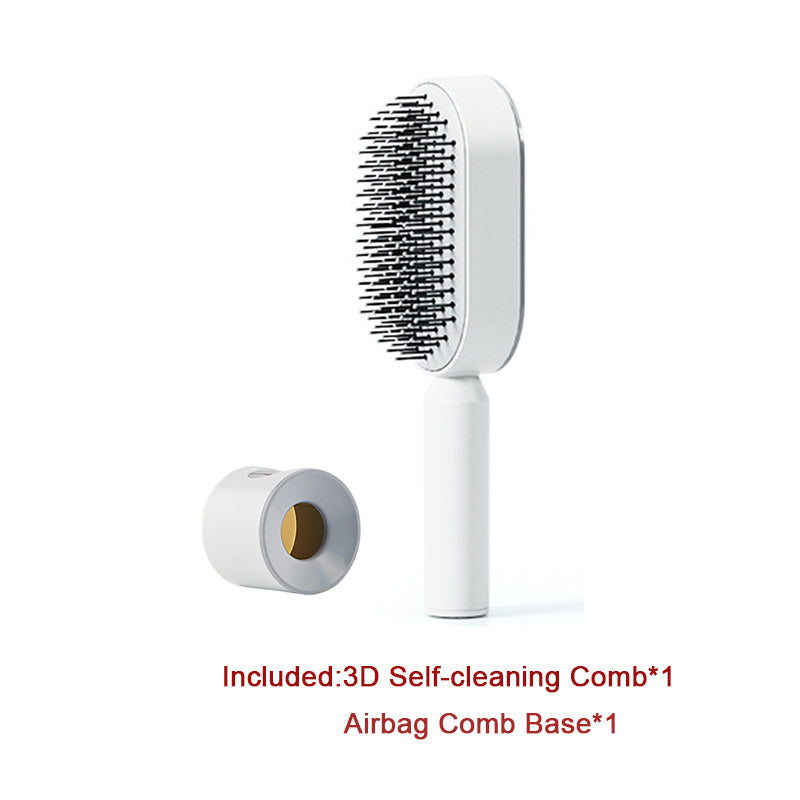2-in-1 Self-Cleaning Hair Brush for Women – Anti-Static Detangling Comb with Scalp Massage & Air Cushion | For All Hair Types