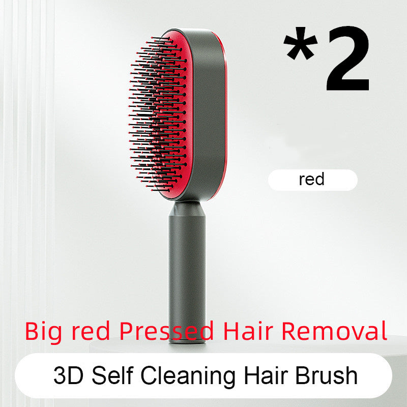 2-in-1 Self-Cleaning Hair Brush for Women – Anti-Static Detangling Comb with Scalp Massage & Air Cushion | For All Hair Types