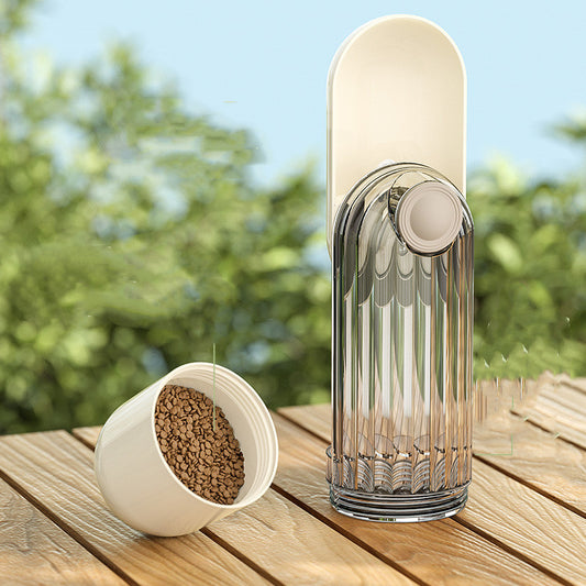 2-in-1 Portable Pet Water & Food Cup – Green Travel Bottle for Dogs & Cats (21.5cm, ABS/PP/PS)