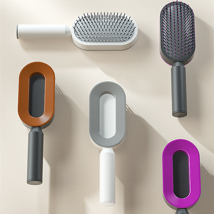 2-in-1 Self-Cleaning Hair Brush for Women – Anti-Static Detangling Comb with Scalp Massage & Air Cushion | For All Hair Types