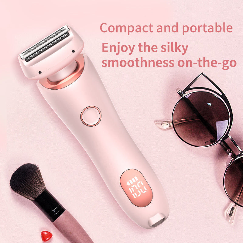 2-in-1 USB Rechargeable Electric Shaver for Women – Waterproof Hair Removal Epilator for Face, Legs, Bikini, and Body
