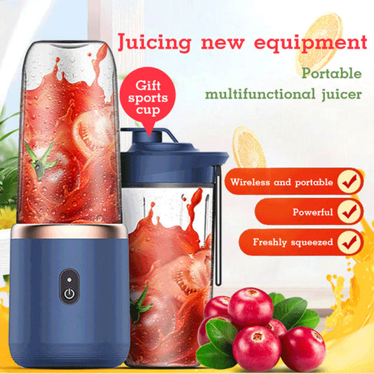 6-Blade Portable USB Blender – Mini Juicer Cup & Smoothie Maker | Rechargeable Fruit Mixer & Ice Crusher (400mL, Dark Blue)