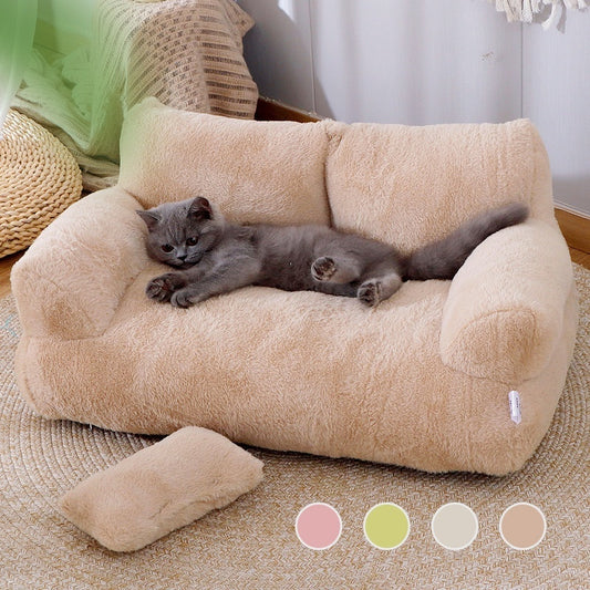 Luxury Winter Cat Bed Sofa – Warm Plush Nest for Cats & Small Dogs (Multiple Colors, M/L Sizes)